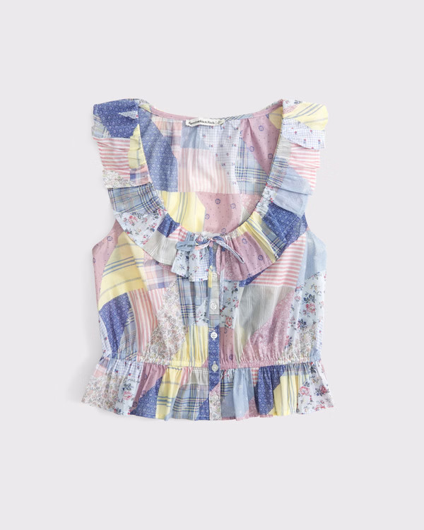 Ruffle Scoopneck Button-Through Tank | Abercrombie & Fitch (US)