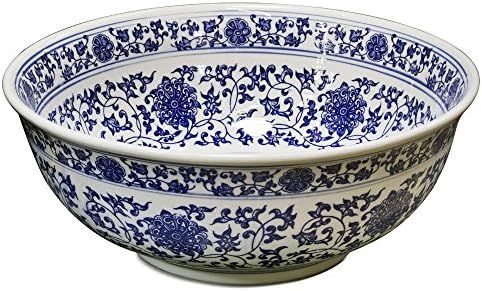 China Furniture Online Porcelain Basin Bowl with Blue and White Chinoiserie Design | Amazon (US)