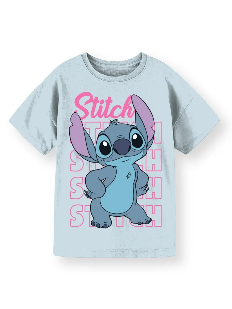 Disney Lilo & Stitch Girls Short Sleeve Graphic T-Shirt, Sizes 4-16 & Plus | Walmart (US)