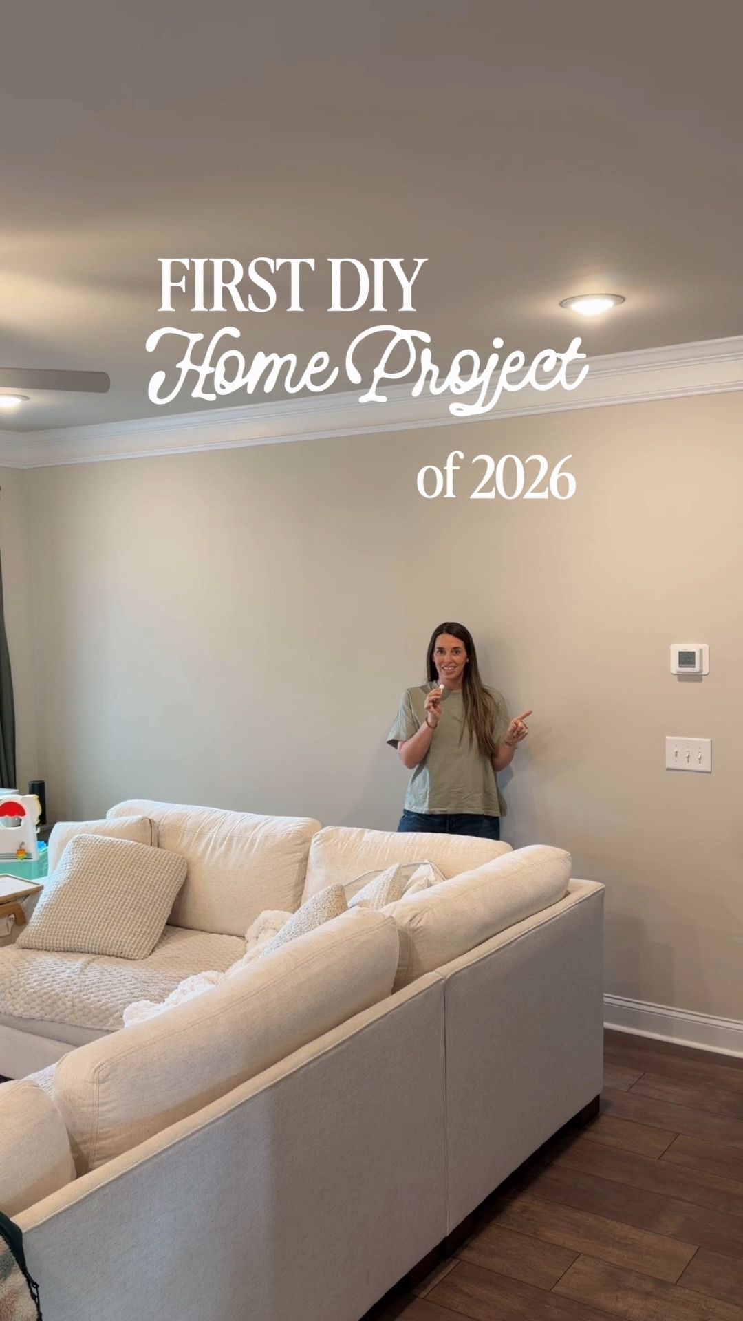 Time to get to work on all of the home projects I have been itching to do since we moved in! 
First: my living room wall! 
Wallpaper, paneling, green paint. This should be good!! 

#LTKHome #LTKvlog