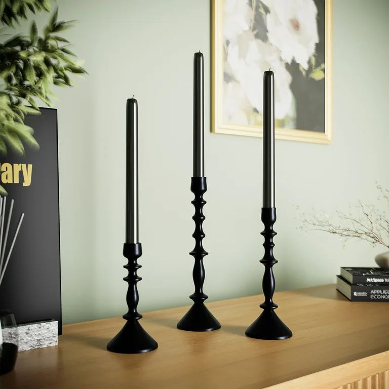 Beautiful Black Metal Taper Candle Holders by Drew Barrymore, Set of 3 | Walmart (US)