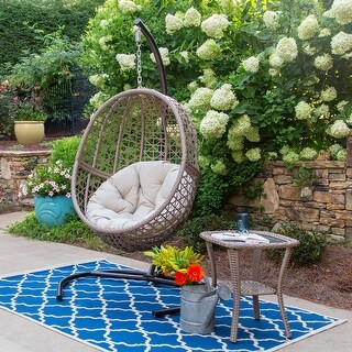 Tortuga Outdoor Rio Vista Hanging Egg Chair with Side Table - Sandstone - 48” W x 47” D x 70... | Bed Bath & Beyond
