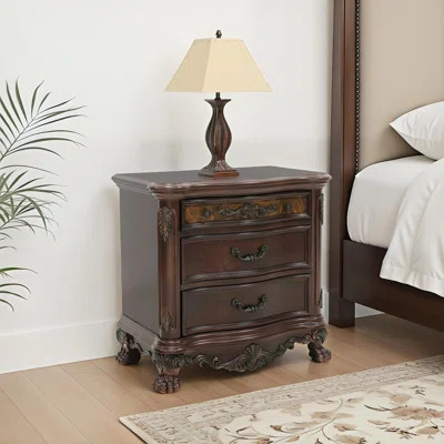 Ceja 3 - Drawer Nightstand in Cherry/Gold | Wayfair North America