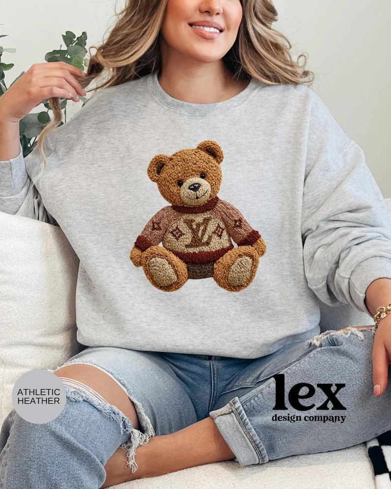 LV Bear Crewneck, Louis Sweatshirt, Designer Inspired Bear Shirt, Christmas Gift | Etsy (US)
