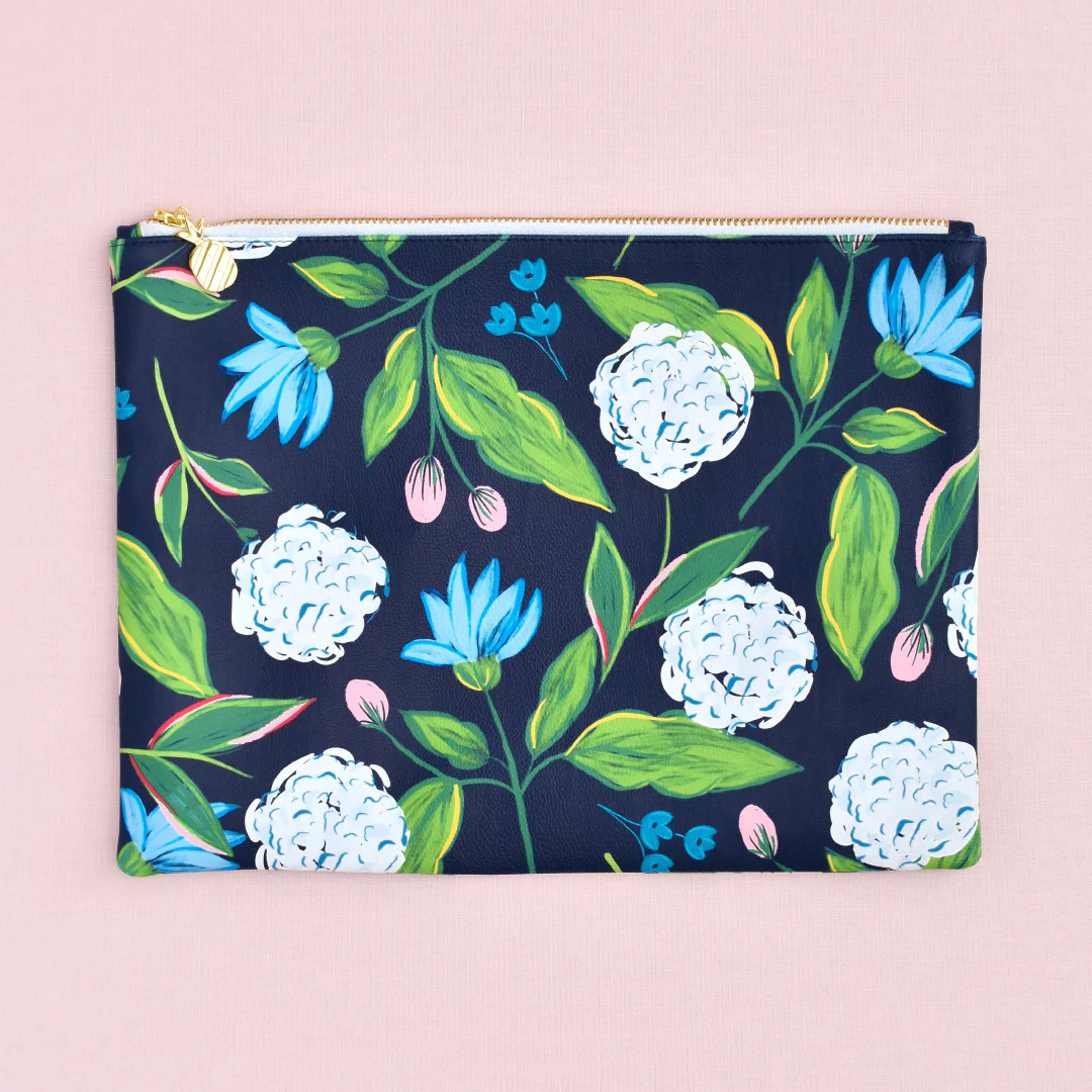 Planner Pouch, Navy Hydrangeas | Simplified