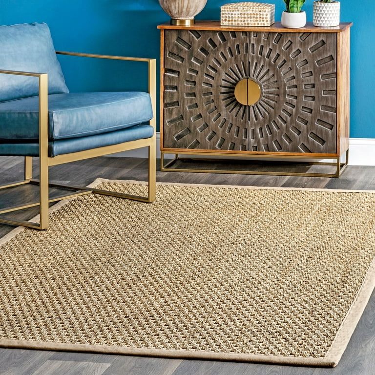 nuLOOM Hesse Checker Weave Seagrass Indoor/Outdoor Area Rug, 6' x 9', Natural | Walmart (US)