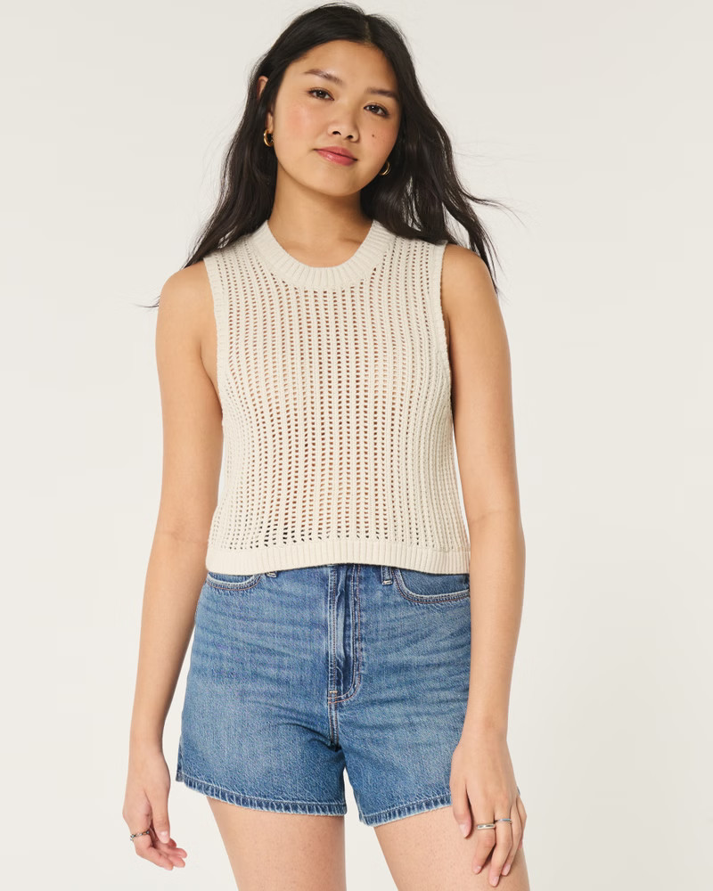 Women's Easy High-Neck Crochet-Style Tank | Women's Tops | HollisterCo.com | Hollister (US)