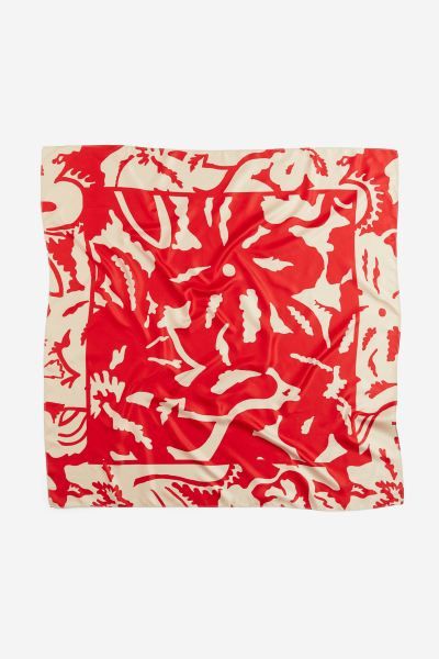 Patterned scarf - Red/Patterned - Ladies | H&M GB | H&M (UK, MY, IN, SG, PH, TW, HK)