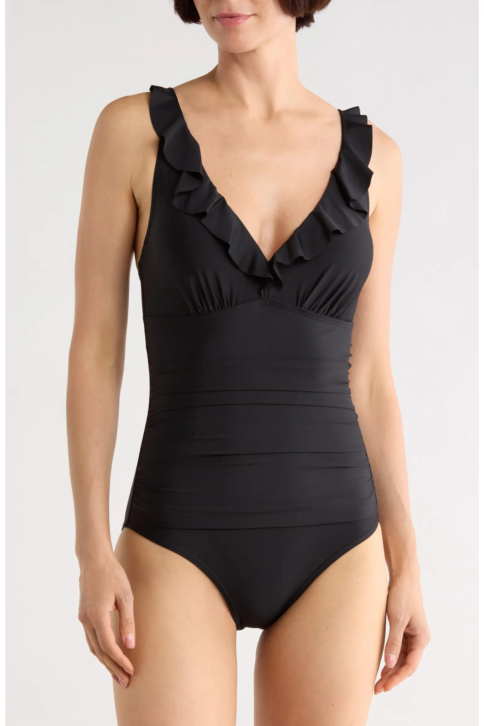 Ruffle V-Neck One-Piece Swimsuit (Women) | Nordstromrack | Nordstrom Rack