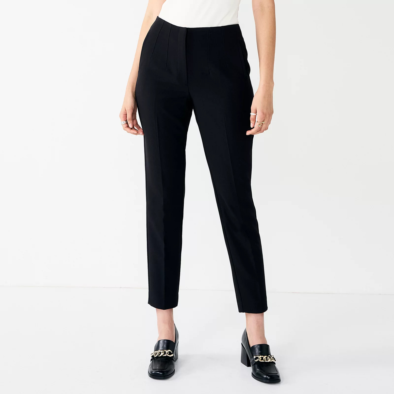 Women's Nine West High Rise Tapered Pants, Size: 14 T/Large, Black | Kohl's