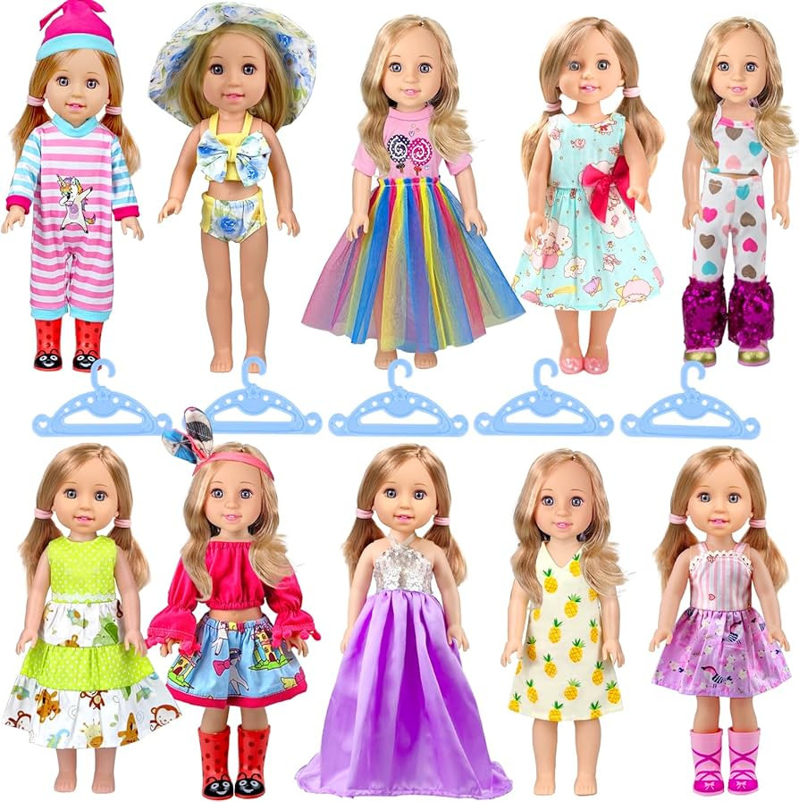 10-Sets Doll-Clothes for American-14-inch-Dolls - Compatible with 14.5-inch-Dolls Handmade Clothe... | Amazon (US)