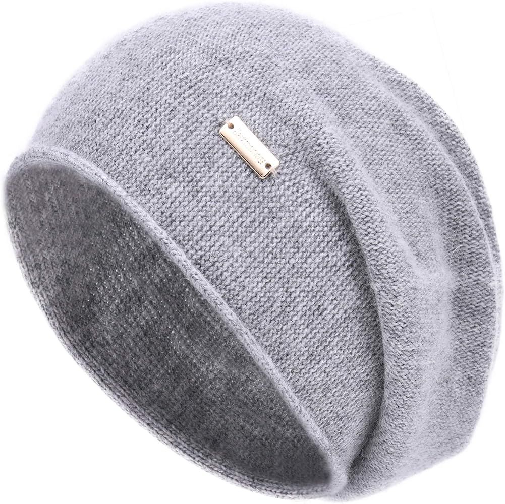 jaxmonoy Cashmere Slouchy Knit Beanie Hat for Women Winter Soft Warm Ladies Wool Knitted Skull Be... | Amazon (US)