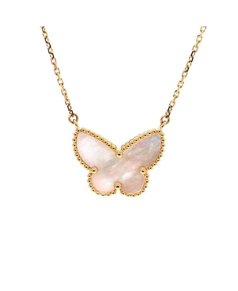 Pre-Owned Van Cleef & Arpels Lucky Alhambra Butterfly Pendant Necklace 18K Gold with Mother of Pearl, 14.75 - 16.5 | Bloomingdale's (US)