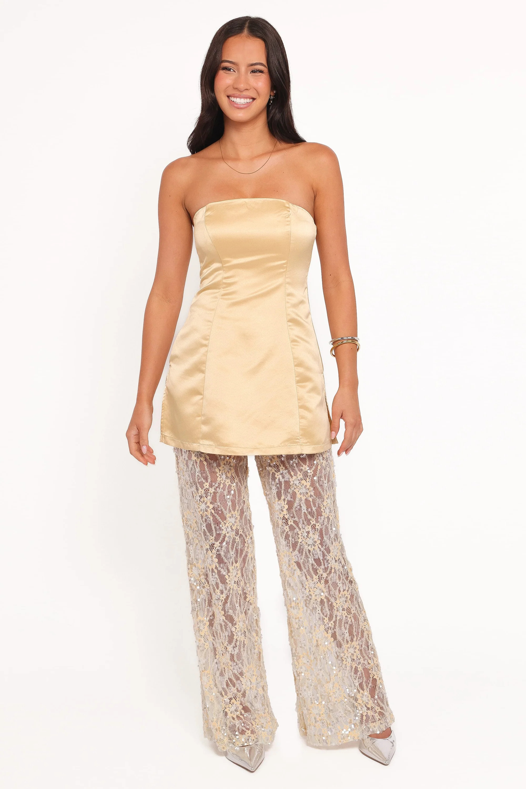 Oxley Strapless Jumpsuit - Mango Sequin | Petal & Pup (US)