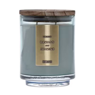 DW Home Bamboo and Jasmine Wood-Accent 19 oz. Jar Candle in Green | Bed Bath & Beyond