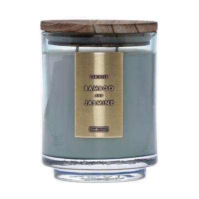 DW Home Bamboo and Jasmine Wood-Accent 19 oz. Jar Candle in Green | Bed Bath & Beyond