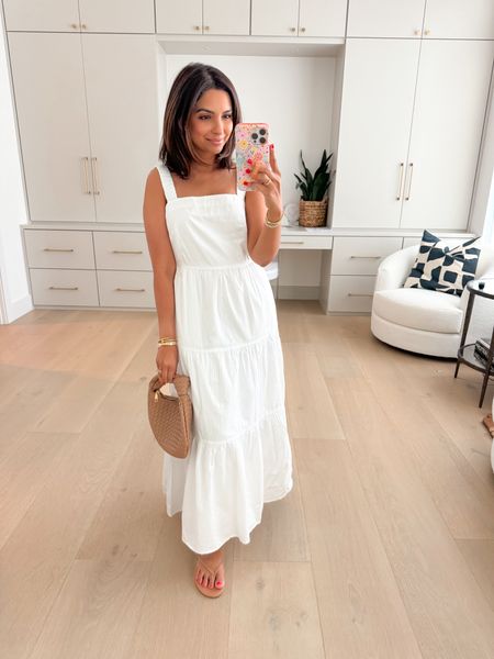 Wearing the XS in white maxi dress, this one is fully lined and so elevated for a simple white summer dress! Sandals are $9 and a must have basic for me!

#LTKStyleTip #LTKFindsUnder50
