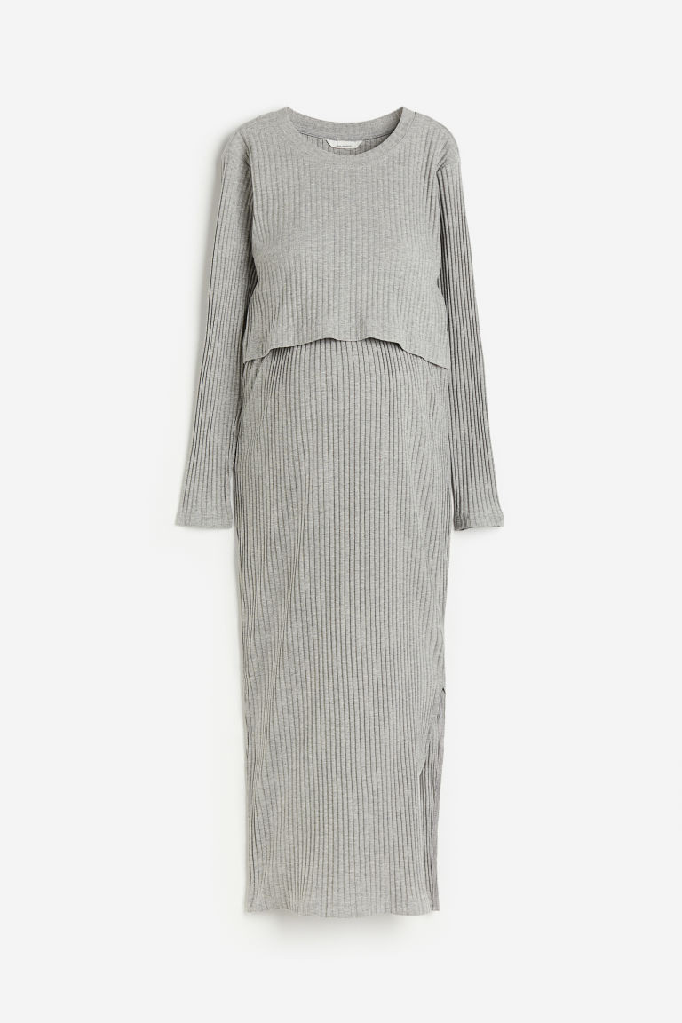H & M - MAMA 2-piece Ribbed Set - Gray | H&M (US + CA)