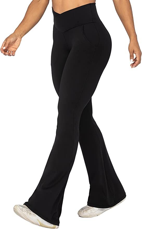 Sunzel Flare Leggings for Women with Pockets, Crossover Yoga Pants with Tummy Control, High Waist... | Amazon (US)