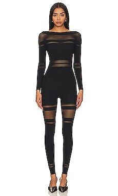 Wolford Net Lines Jumpsuit in Black from Revolve.com | Revolve Clothing (Global)