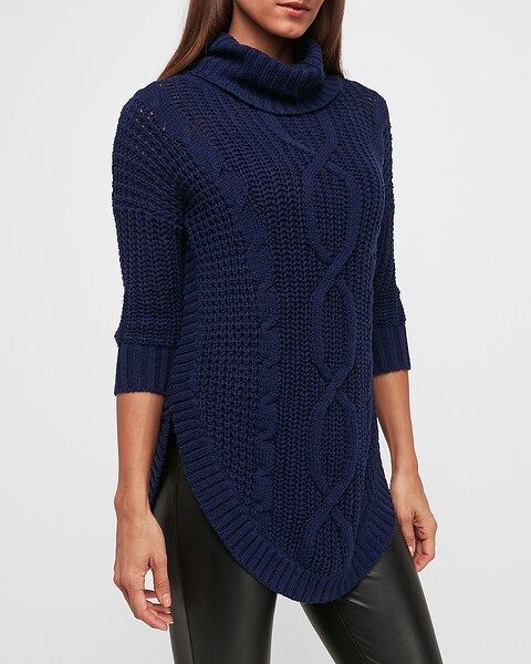 cowl neck cable knit sweater | Express