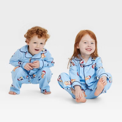 Toddler Boys' 2pc Bluey Christmas Coat Pajama Set - Blue | Target