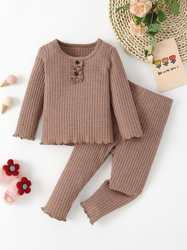 Baby Lettuce Trim Top & Leggings | SHEIN