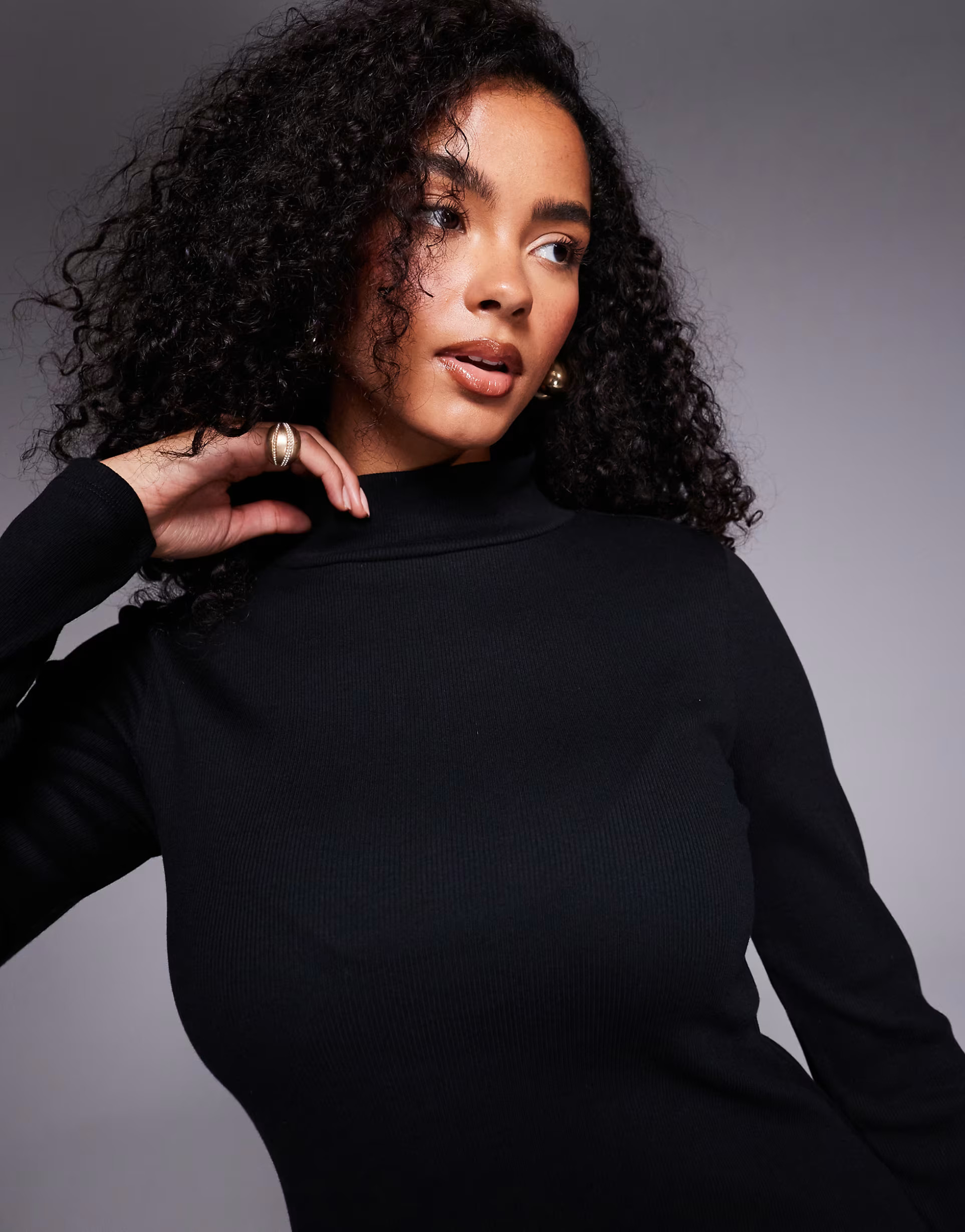 ASOS DESIGN grown on neck roll neck mini dress in black | ASOS (Global)
