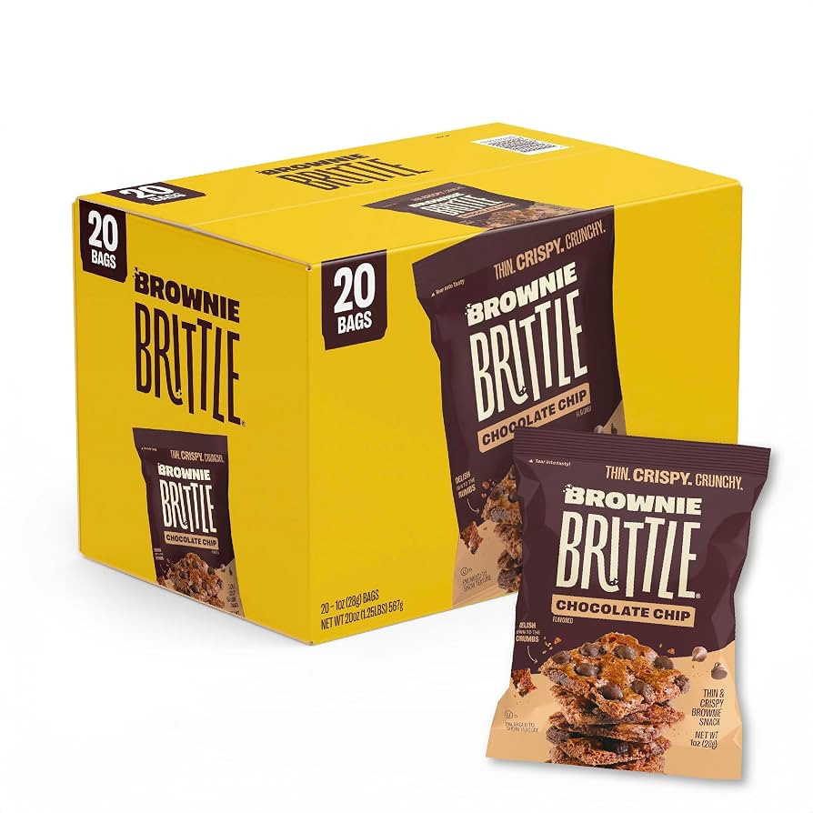 Brownie Brittle – Original Chocolate Chip Thin and Crispy Sweet Snacks (Pack of 20, 1 oz), Rich... | Amazon (US)