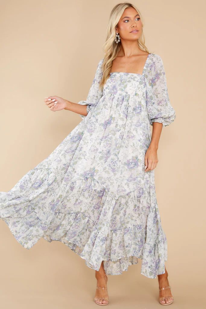 Twirling About Blue Floral Print Maxi Dress | Red Dress 