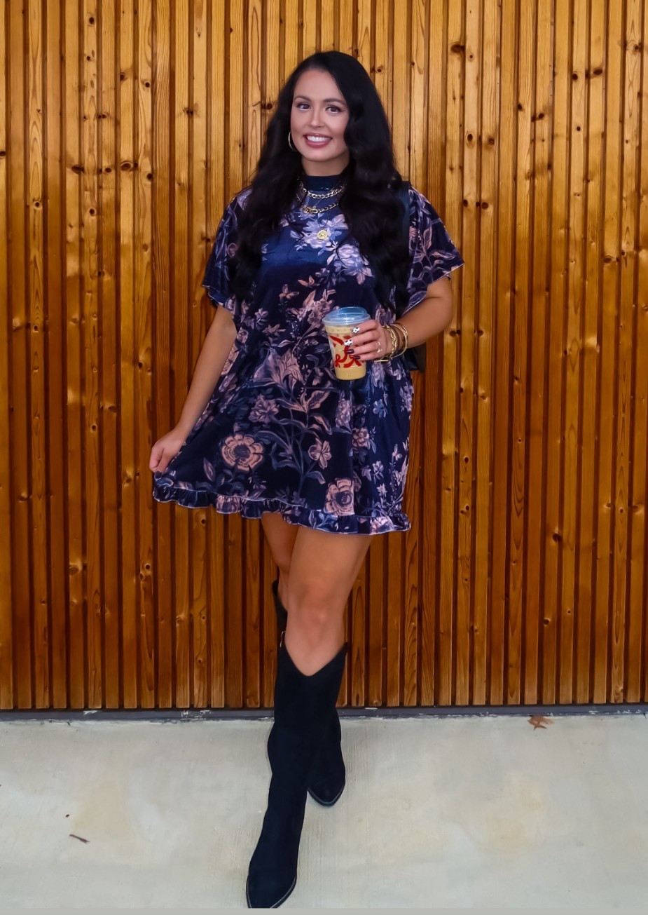 Under $20 Amazon velvet dress (small), under $40 Amazon western boots (tts) super cute for Thanksgiving! #founditonamazon 

#LTKSaleAlert #LTKHoliday #LTKFindsUnder50