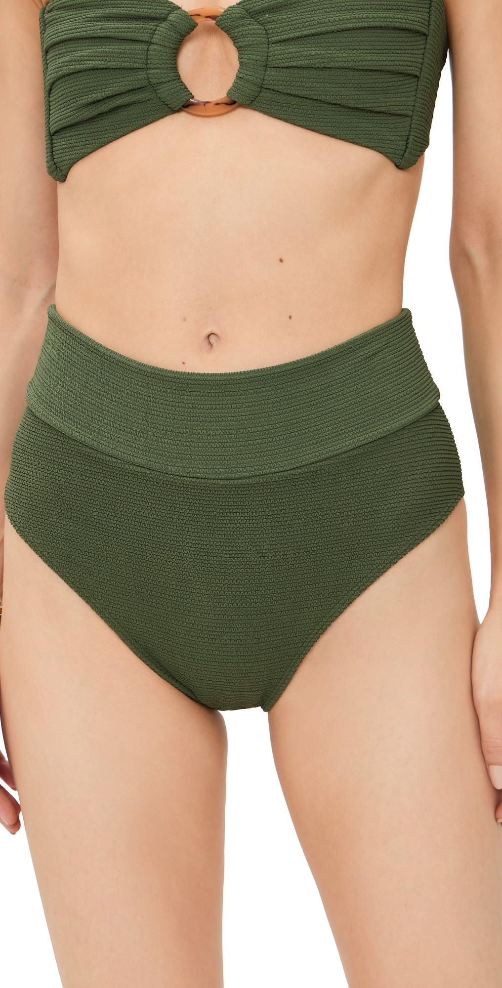Montce AC High Rise Bikini Bottoms Olive Micro Scrunch XL | Shopbop