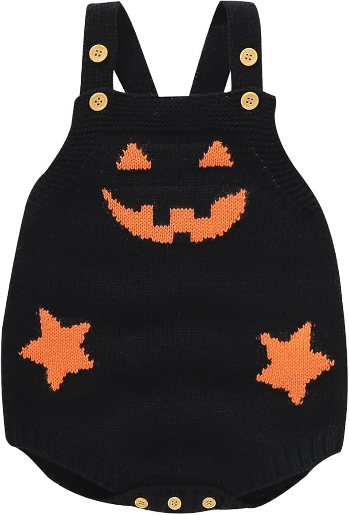 JLKGICF Newborn Baby Girls Boys Halloween Outfit Sleeveless Straps Corduroy Pumpkin Rompers Hallo... | Amazon (US)