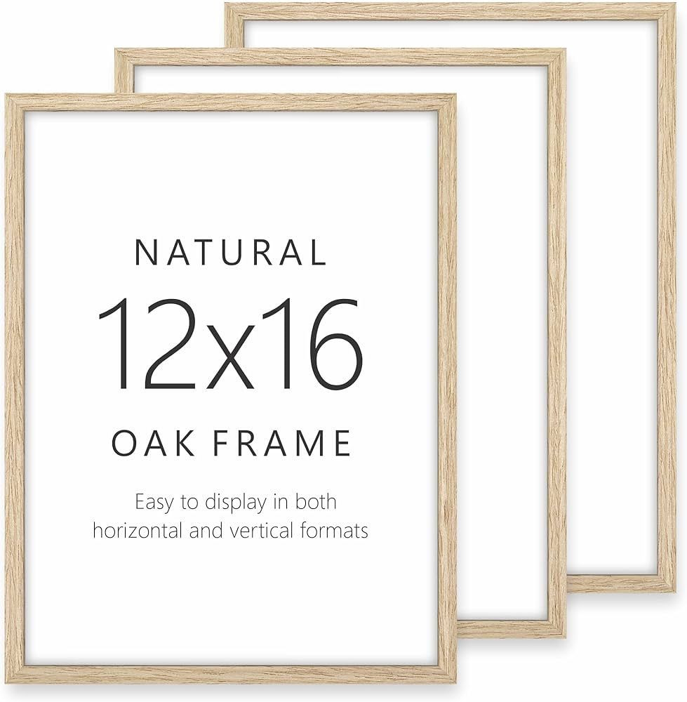 SIGNWIN 12"x16" Oak Wood Wall Art Poster Frame Set of 3 - 12 x 16 Wooden Picture Frame, 12x16 Wal... | Amazon (US)