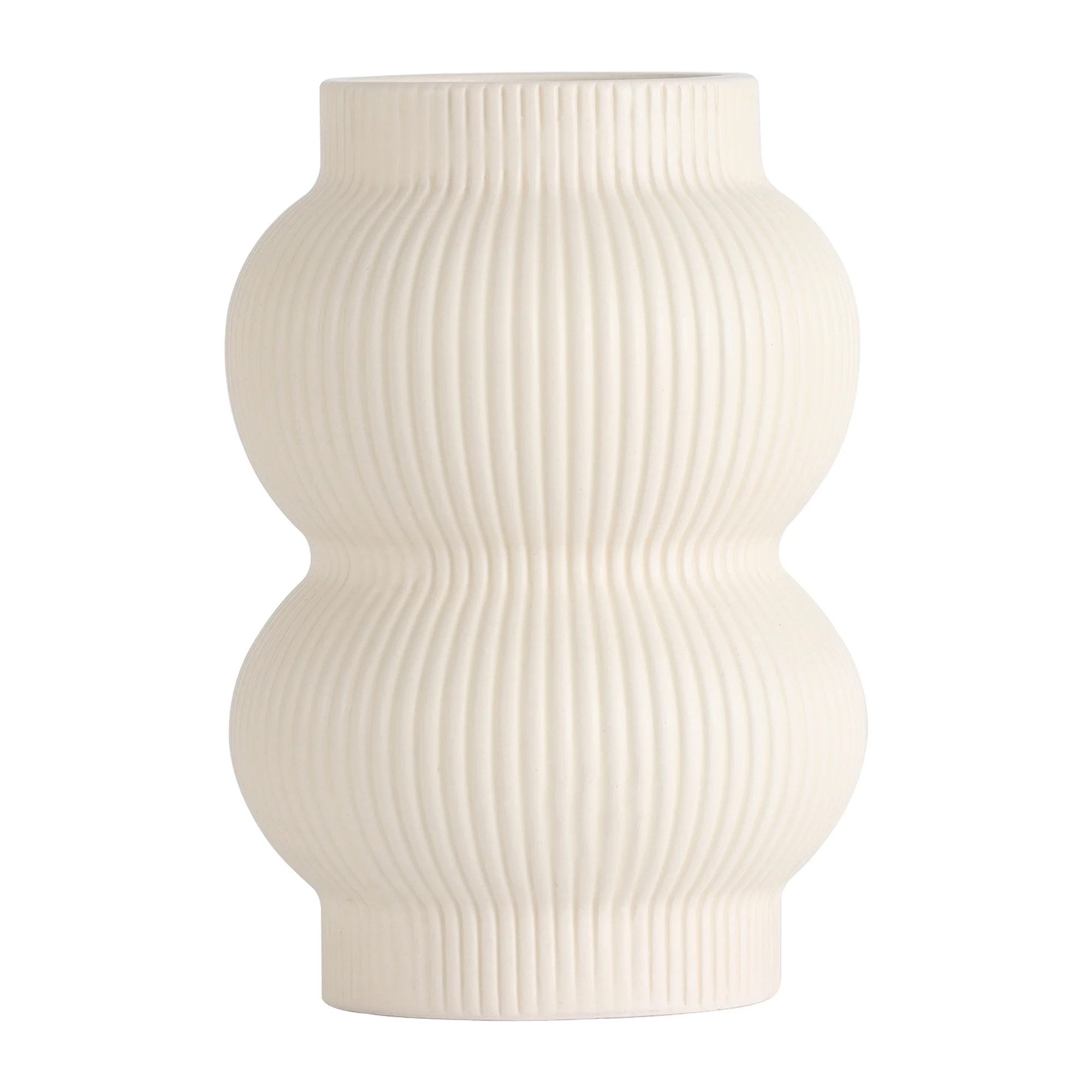 Home Decor Collection Cream Colored Ribbed Bubble Design Ceramic 7.09" Tabletop Vase | Walmart (US)