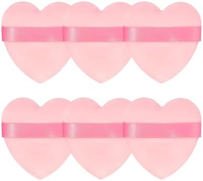 6Pcs Pink Powder Puff for Face Powder, Heart Shape Soft Puffs for Applying Face Powders, Normal S... | Amazon (US)