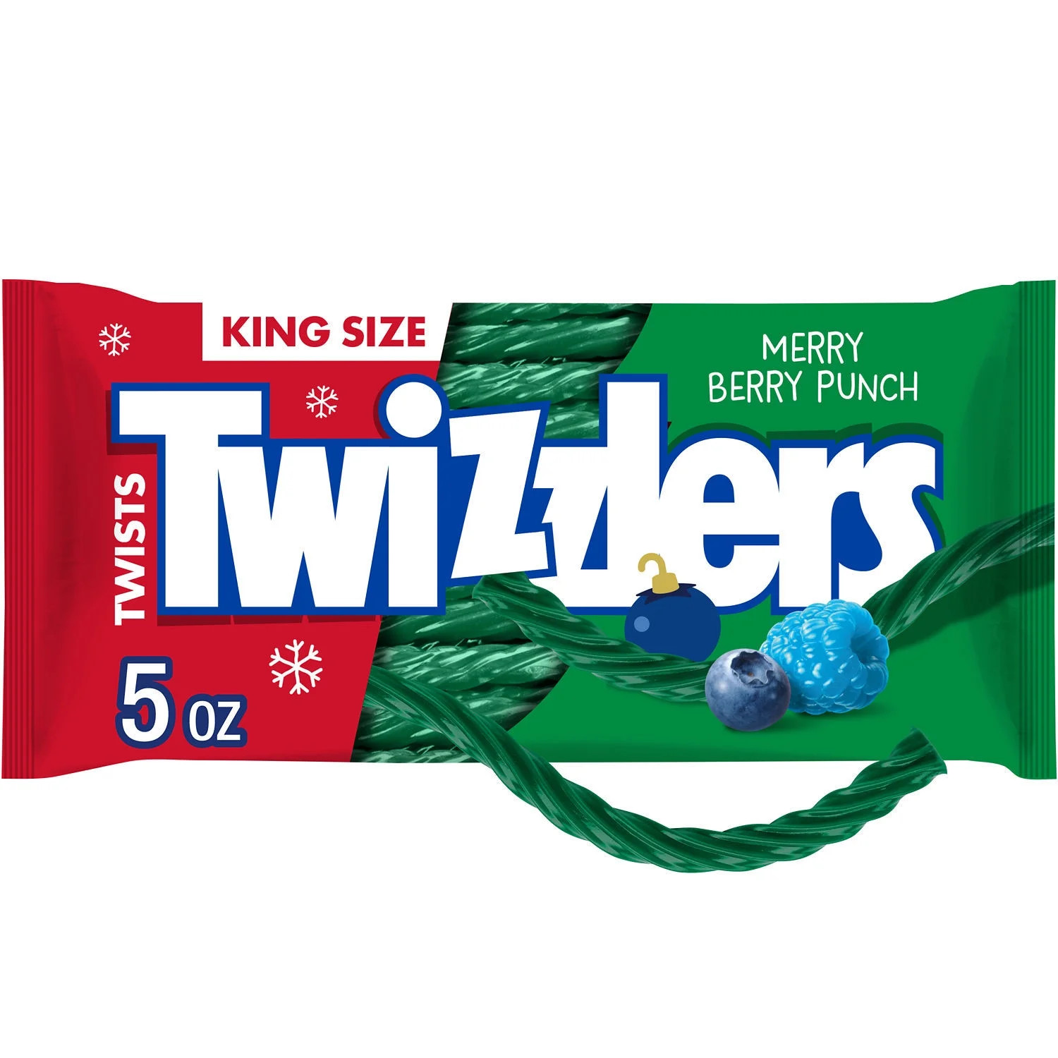 Twizzlers Twists Merry Berry Punch Flavored King Size Christmas Candy, Bag 5 oz | Walmart (US)