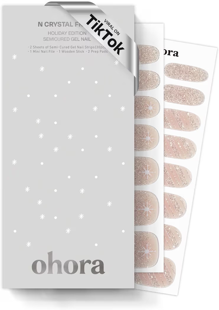 ohora Semi Cured Gel Nail Strips (N Crystal Frost) - Works with Any Lamps, Salon-Quality, Long La... | Amazon (US)