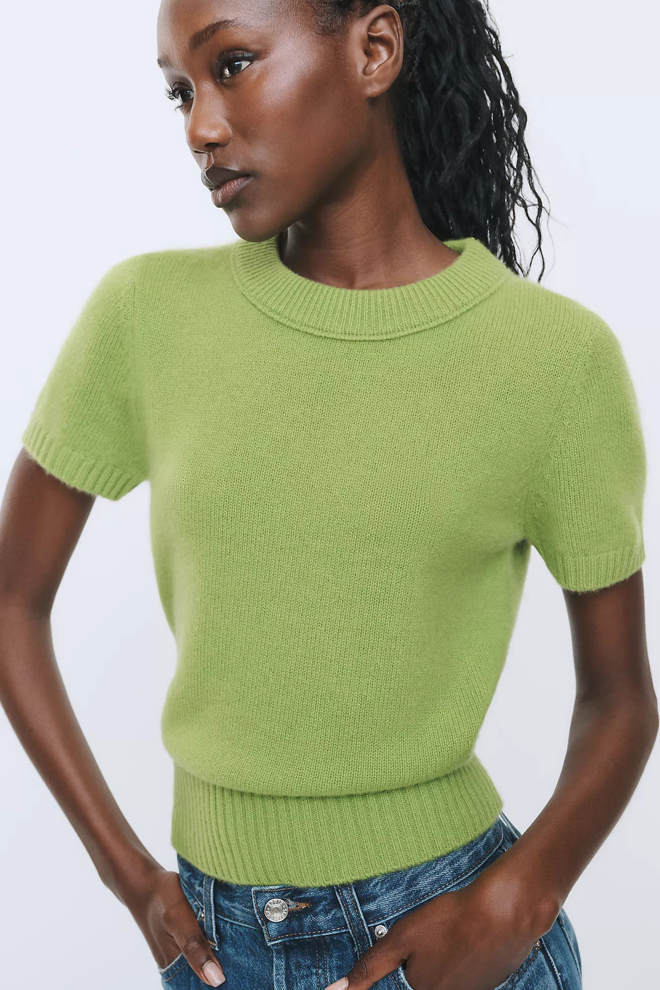 Maeve Mercer Cashmere Stretch Short Sleeve Sweater | Anthropologie (US)