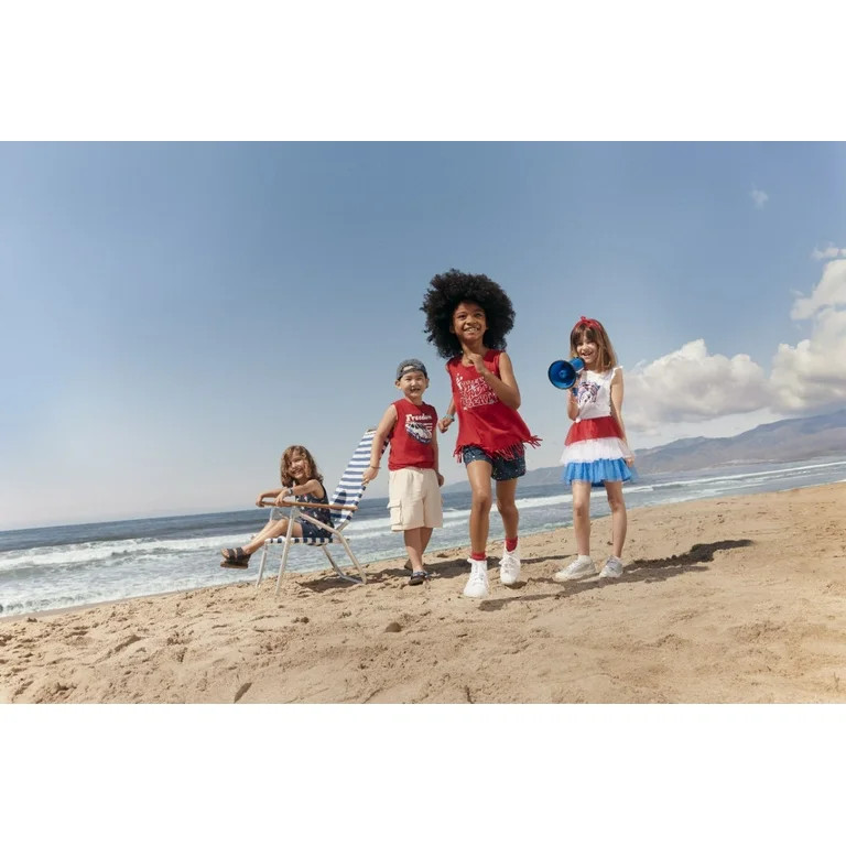 Wonder Nation Girls Americana Printed Firework Shorts, Sizes 4-18 | Walmart (US)