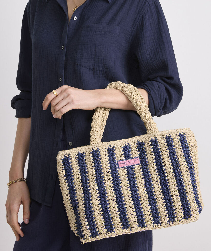 Small Striped Straw Tote | vineyard vines