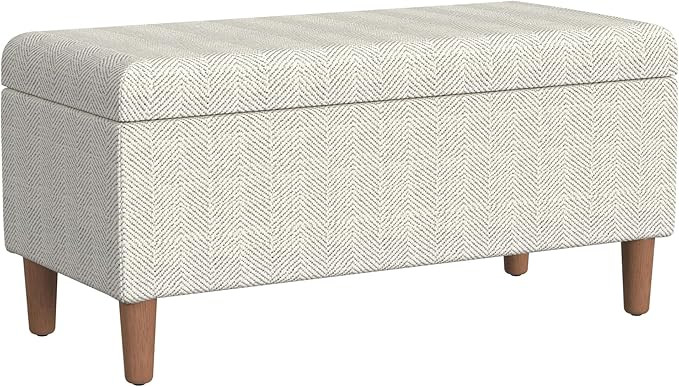 HomePop Malmo Decorative Storage Bench -Cream Chevron Woven | Amazon (US)