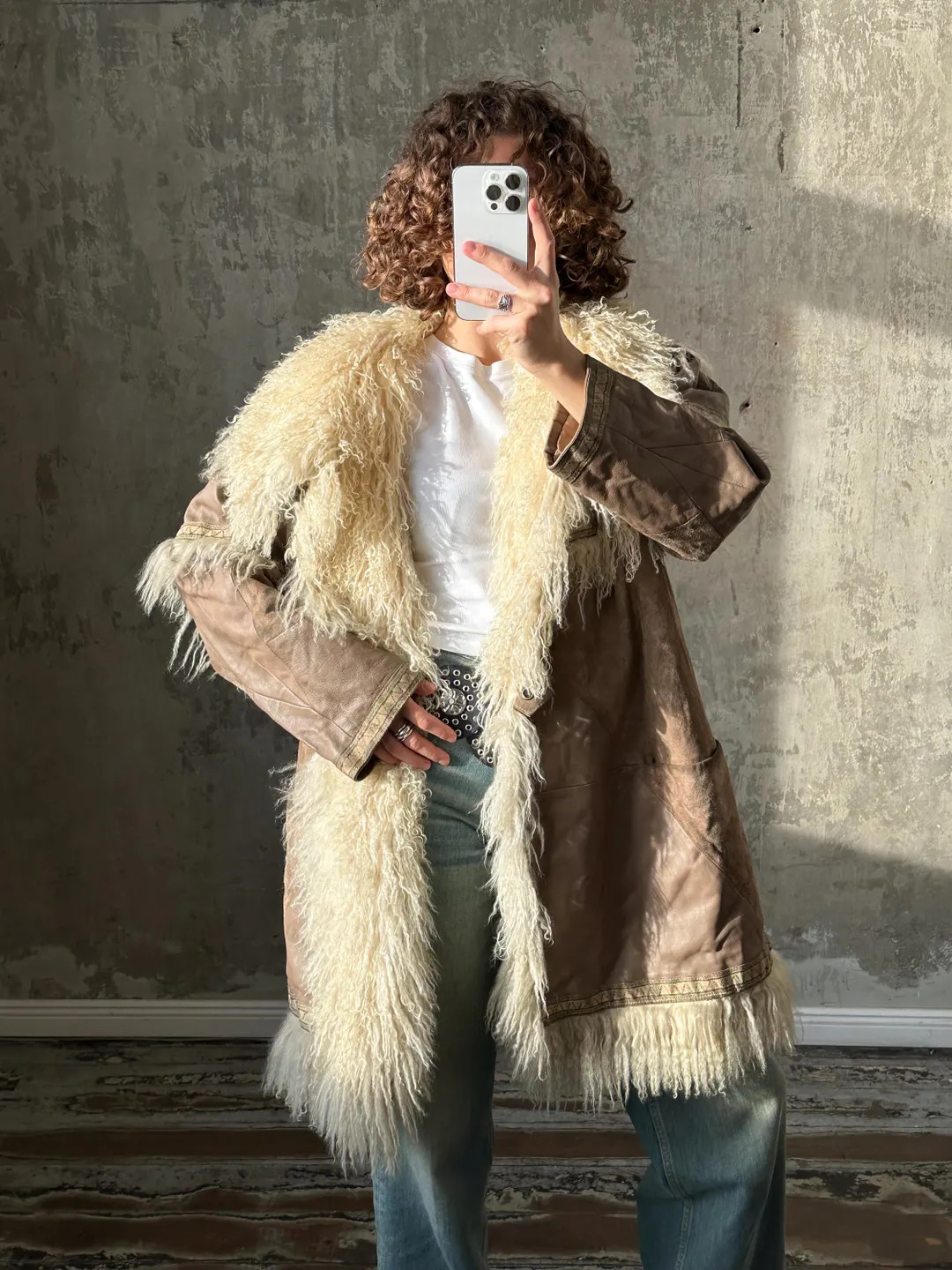 Vintage 80s Lola Ascore Penny Lane Coat, Afghan Lama Coat in Beige in Beige - Etsy | Etsy (US)
