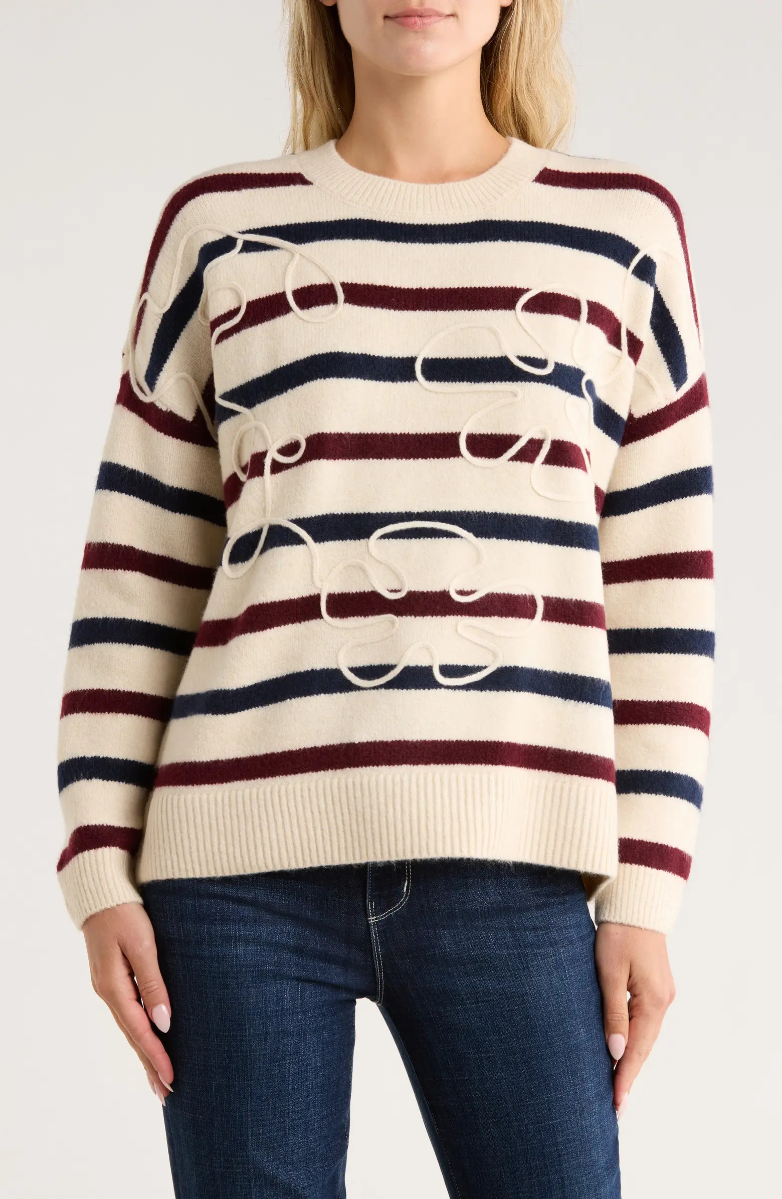 Embroidered Striped Sweater | Nordstrom Rack