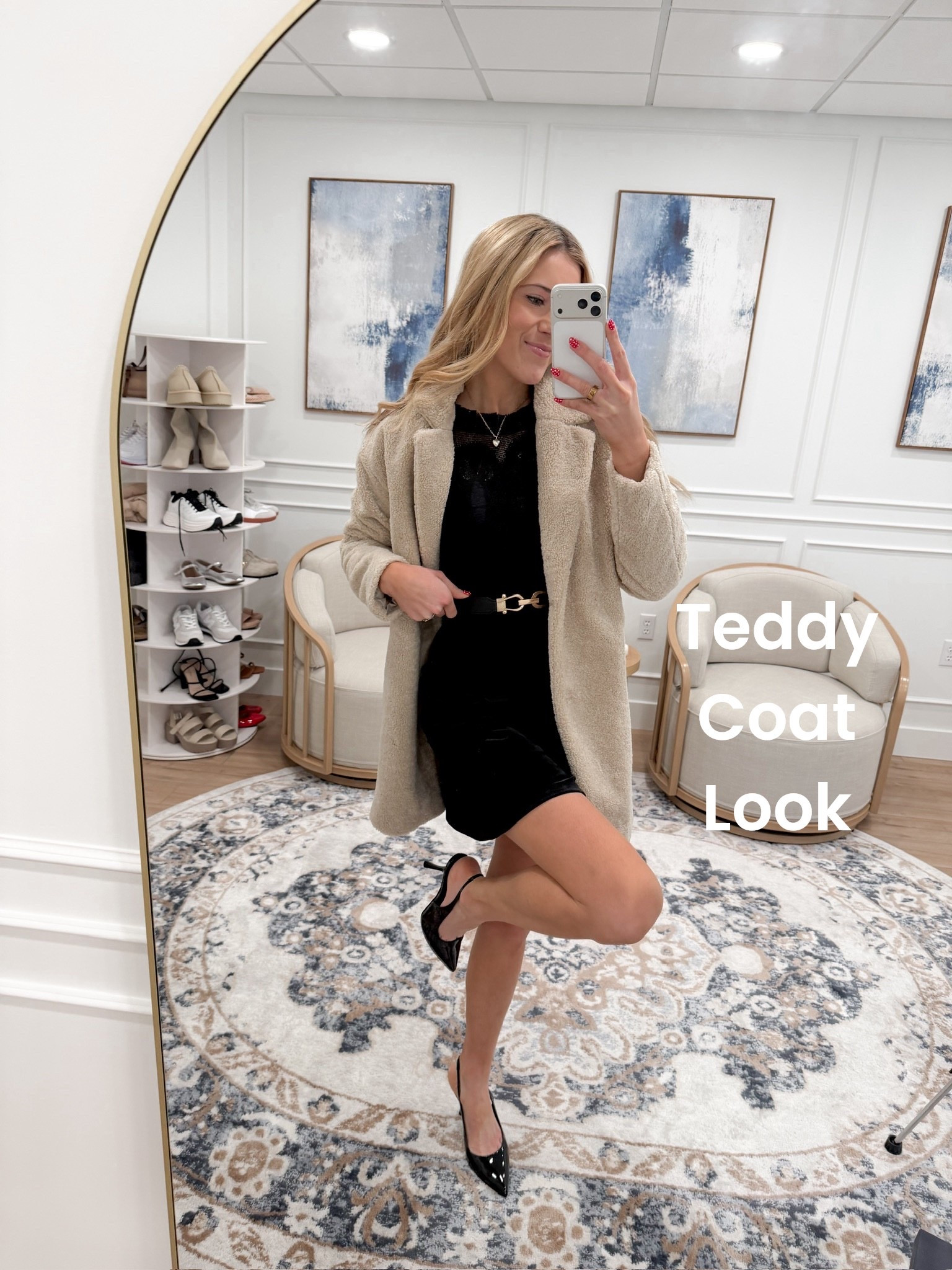 Layered up a little with this teddy coat and love how it pulls everything together. The velvet dress is the same one I’ve been styling for the holidays — soft, easy to wear, and super flattering. Everything here is from Amazon and fits true to size!

#LTKSeasonal #LTKHoliday #LTKTall