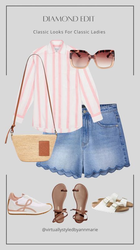 How to wear shorts over 50s 

Shorts
Shirt
Pink striped shirt 
Summer outfit 

#LTKuk #LTKstyletip #LTKover50style