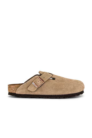 BIRKENSTOCK Boston Soft Footbed Clog in Taupe from Revolve.com | Revolve Clothing (Global)