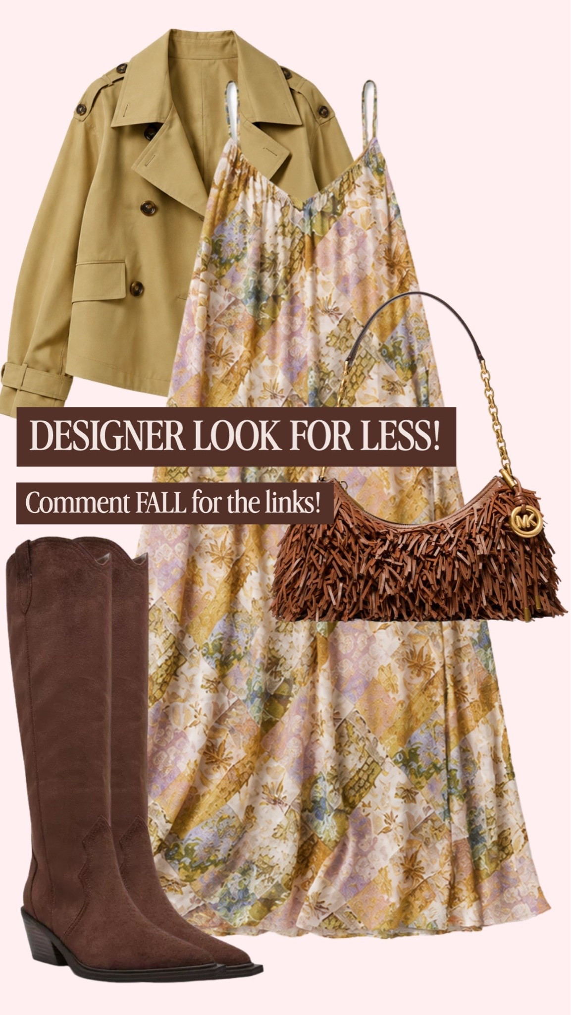Designer vibes without the designer price tag! 🤎🍂 I’m loving the colors and pretty pattern on this dress—it’s such a cute pick for fall! Perfect for everything from everyday plans to dressing up a little. ✨ #LTKgrwm #LTKootd #LTKSeasonal #FallDresses #FallFashion #LookForLess