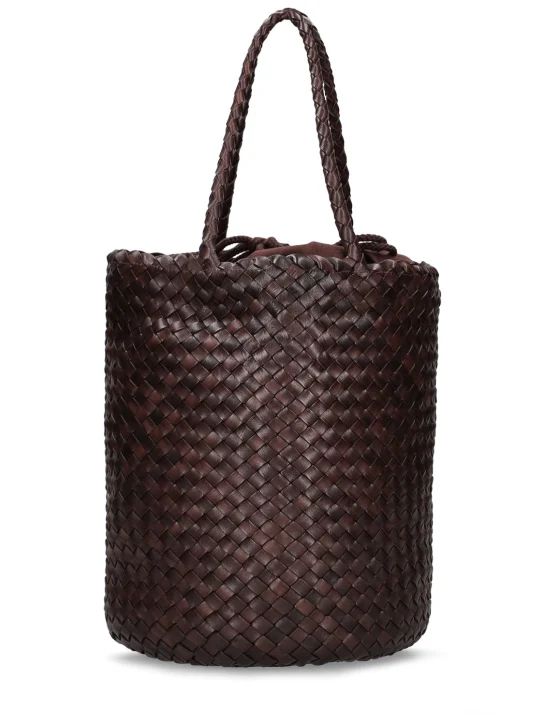 Hand braided leather straps basket bag | Luisaviaroma