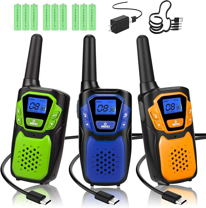 Walkie Talkies 3 Pack, Rechargeable Easy to Use Family Walky Talky Long Range 2 Way Radio Gift wi... | Amazon (US)
